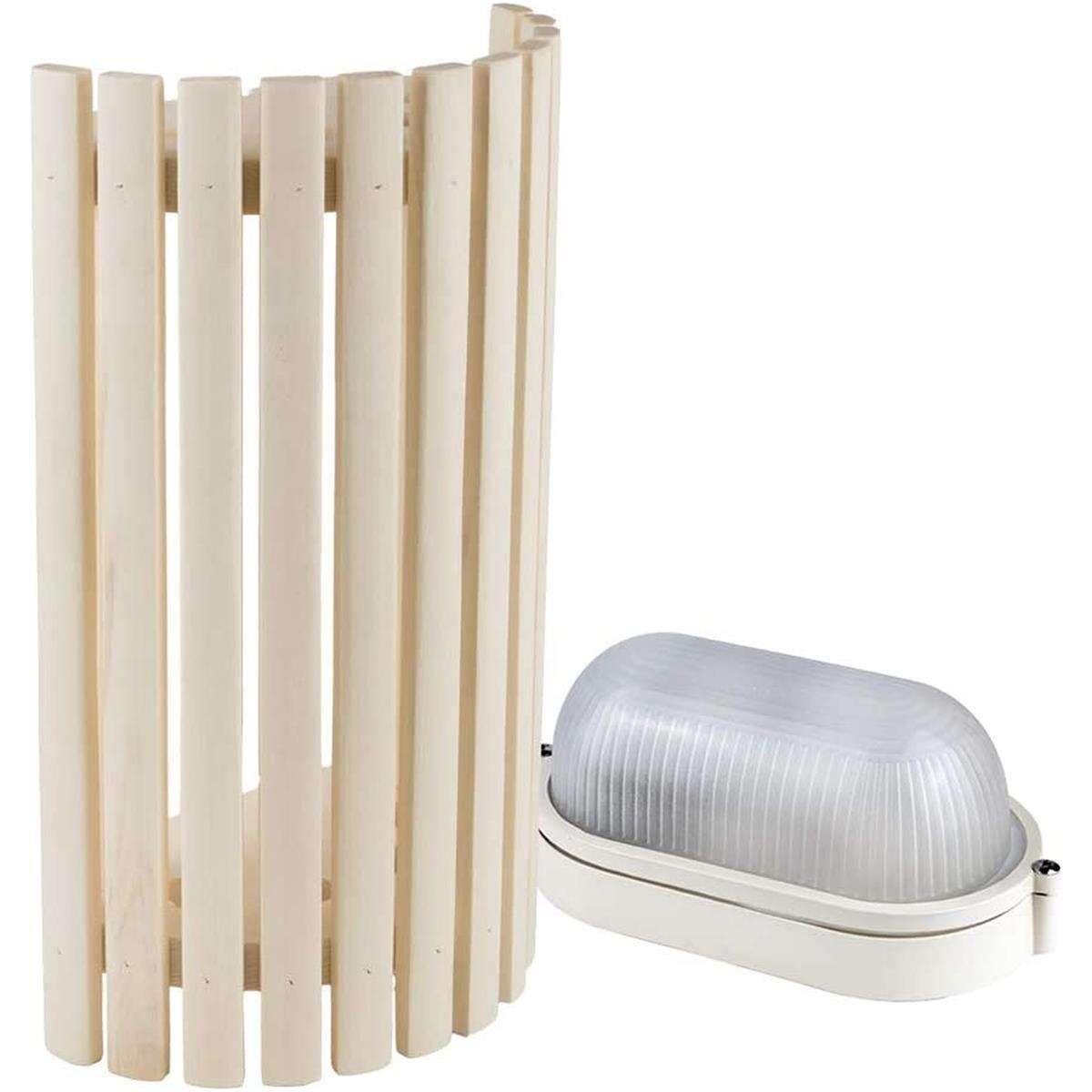 Set Lampenschirm Sawo 914-VA aus Aspen mit Saunalampe und 5m
